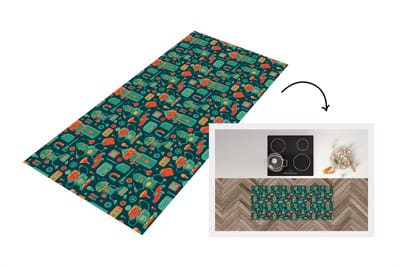 Keukenloper - Loper keuken - Patroon - Robot - Skateboard - 120x50 cm - Keukenloper vinyl
