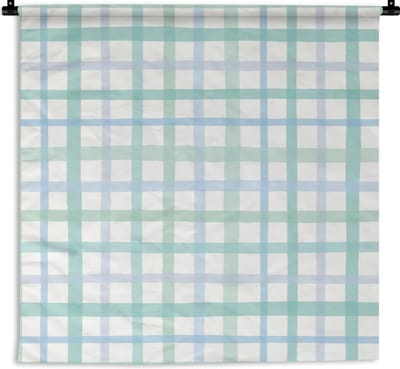 Wandkleed - Wanddoek - Pastel - Patronen - Blauw - 90x90 cm - Wandtapijt