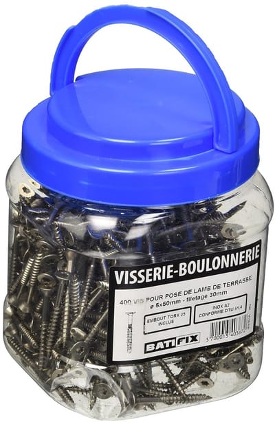 Terrasschroeven Emmer - Houtschroeven A2 - Terras Bouwen - Roestvrij Staal A2 - 5x50mm 400 Stuks - Zilver
