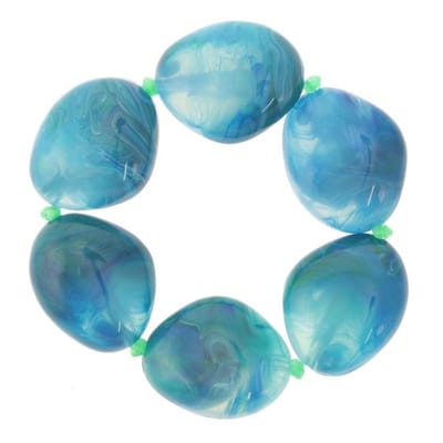 Behave - Kralenarmband blauw groen elastisch - beachy zomerstijl
