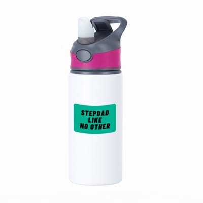 Hacebo® - stepdad like no other waterfles met rietje roze - Vader - geweldige papa - niemand anders - verjaardag - cadeau - kado - bedankje - geschenk - water fles - 650ML