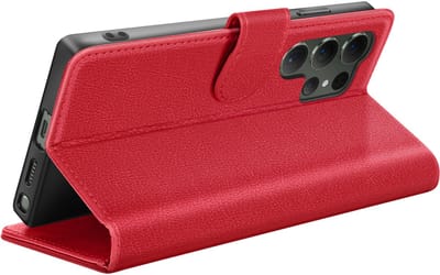 Zanae, Hoesje geschikt voor Galaxy S23 Ultra - Wallet Case & Magneetsluiting, Rood
