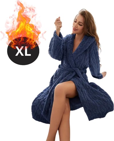 Bovista Badjas Dames - Fleece - Katoen - Badstof - Sauna - Hamam - Wafel - Bathrobe - Duster - Ochtendjas - Kimono - Spa - Blauw XL