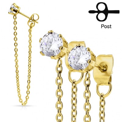 Oorbellen chain 0.8x6x3- goud - LMPiercings