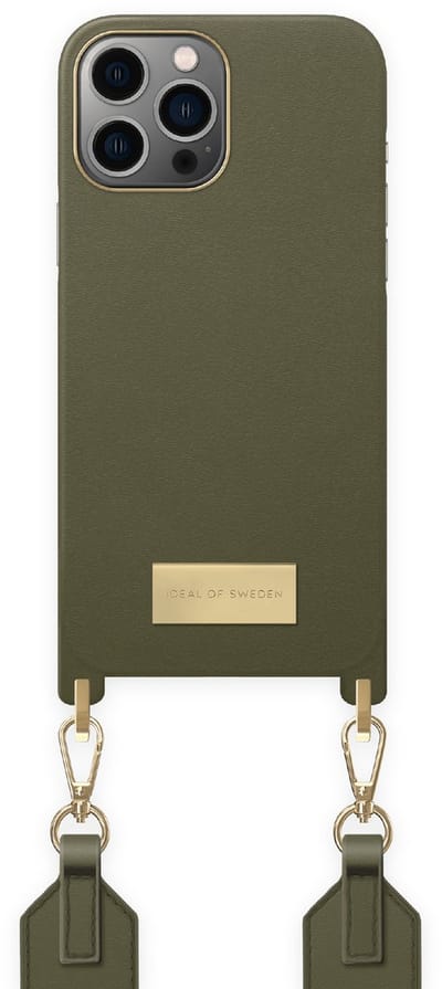 ideal of sweden athena necklace case geschikt voor Apple iphone 12 pro max/13 pro max khaki