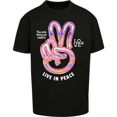 Mister Tee - Live in Peace Oversize Heren Tshirt - XS - Zwart