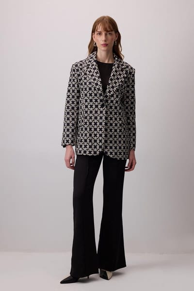 Touché Privé - Blazer met kettingslot print - Zwart - Dames