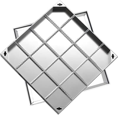 Verzonken Putdeksel - Afdekking RVS - Buitenruimte Afdekken - Onzichtbaar Design - 400x400mm - Zilver