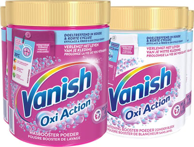 Vanish Oxi Action - Whitening & Wasbooster Poeder - Vlekverwijderaar Voor Witte & Gekleurde Was - 1000g x 4 - Voordeelverpakking