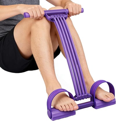 Sit-up Trainingsapparaat - Weerstandstouw Pedaal - Thuis Krachttraining - Verstelbare Weerstand - 32 x 26 x 4 cm - Paars
