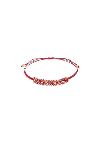 Bijoutheek Armband (Sieraad) Kleine Kralen Touw Rood