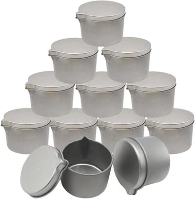 Kaarsenpotten - Opslag blikken - Kaarsen maken - Antislip bodem - 12 stuks - Zilver