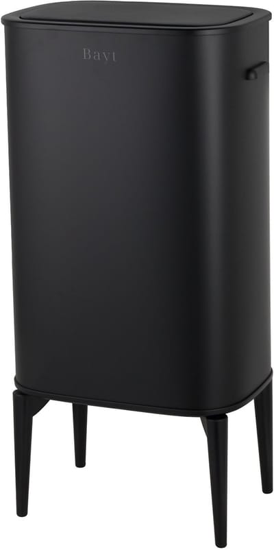 Bayt Prullenbak op pootjes - Prullenbak 60 Liter vuilniszakken - Vuilnisbak - Afvalbak - RVS - Zwart - 53L