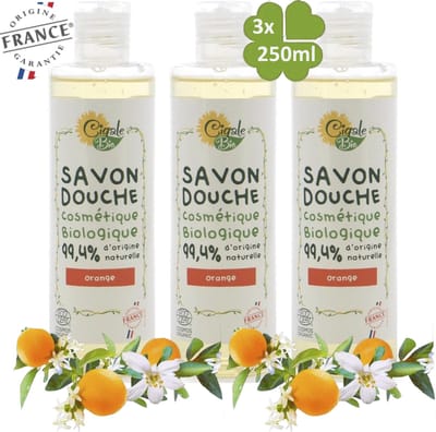 Cigale Bio Voordeel Biologische Sinaasappel bloesem douchegel 3x250ml. Zonder conserveermiddel - kleur