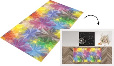 Keukenloper - Loper keuken - Regenboog - Bloemen - Abstract - Patronen - 120x60 cm - Keukenloper vinyl