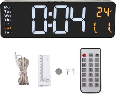 Digitale Wandklok - LED Klok Groot Display - Tijd en Temperatuur Weergeven - Instelbaar met Afstandsbediening