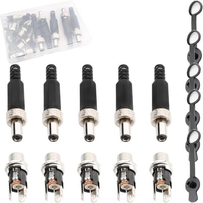 5 Sets 5.5 x 2.1mm DC Stroomconnector Barrel Jack Panel Montage voor Beveiligingscamera Adapter