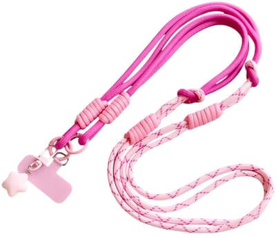 Telefoonkoord - Sterretje Fuchsia/Roze | Lengte 115 cm | Fashion Favorite