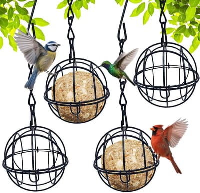 Famanu – Smile Voederschaal voor vogels - om op te hangen - voederstation - voor terras - balkon of tuin - kooi - 4 stuks