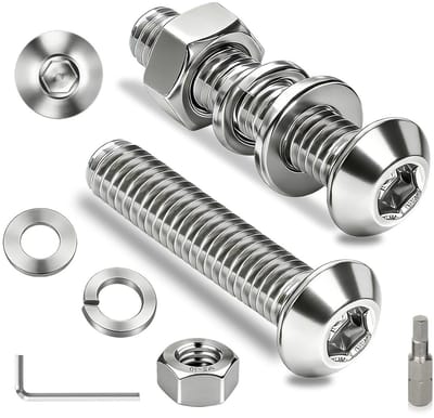 Set van 50 M3 Schroeven met Lenskop en Zeskantkop, RVS, 40 mm, Inclusief Moeren en Ringen voor Diverse Toepassingen
