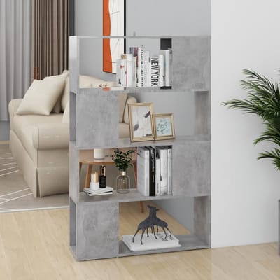 vidaXL - Boekenkast/kamerscherm - 80x24x124,5 - cm - bewerkt - hout - betongrijs