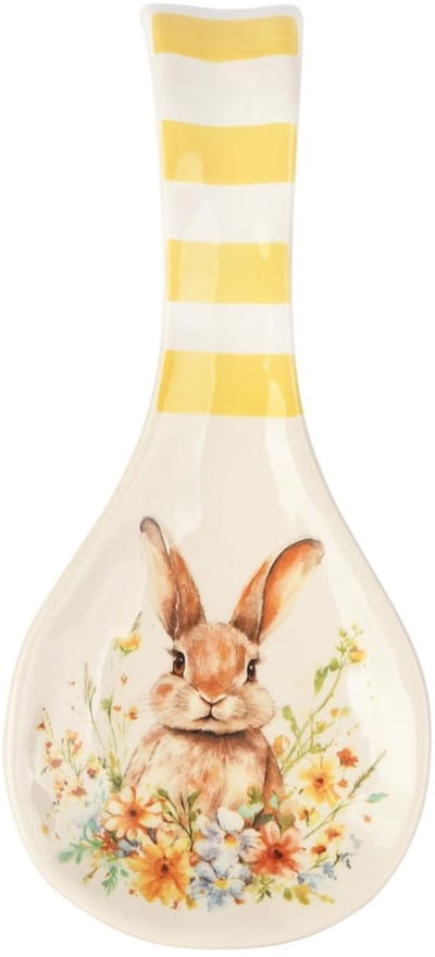 Dekoratief | Lepelhouder m/bunny, wit/geel, keramiek, 27x11x3cm | A260587