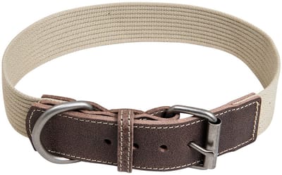 Animal Boulevard Ab30511 - Hals- En Leibanden - Hond - Ab Waxed Leather With Canvas Halsb. Bruin/beige-25mmx37-45cm - Maat: 25mmx37-45cm