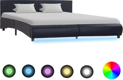 vidaXL - Bedframe - met - LED - kunstleer - zwart - 180x200 - cm