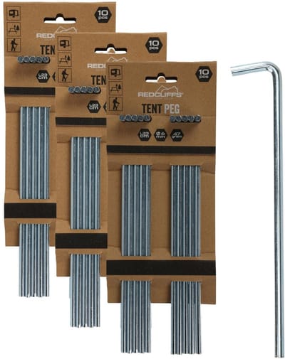 Redcliffs tentharingen - pennen - 30x - zilver - metaal - 23 cm - voor diverse ondergronden - camping - kamperen
