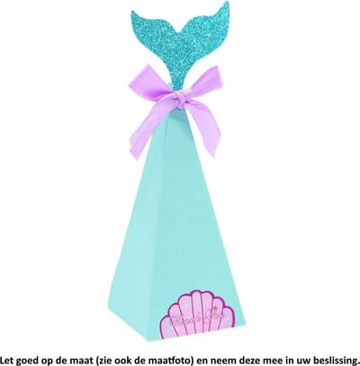 10x Cadeaudoosjes Zeemeermin - Snoepdoosjes - Kartonnen Traktatie Kado Doosjes - Snoepzakjes - Koekzakjes - Cookie Bags - Popcorn Doosje - Thank You - Mermaid - Bedankt