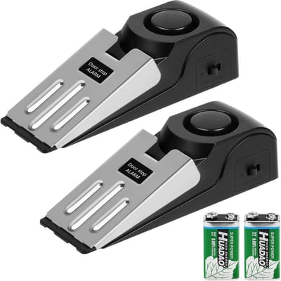 Deur Stopper Alarm - Inbraakpreventie Apparaat - Veiligheid Thuis - 120dB Sirene - 2 Stuks - Zwart