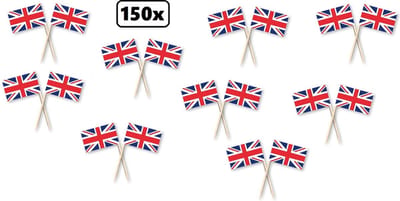 150x Cocktailprikker Union jack - landen festival party fun winterfeest thema feest cocktail prikker