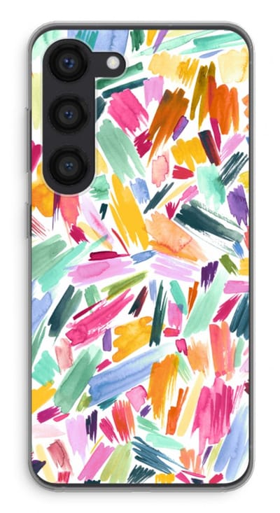 Hoesje geschikt voor Samsung Galaxy S23 hoesje - Watercolor Brushstrokes - Soft Cover Telefoonhoesje - Bescherming aan alle Kanten en Schermrand