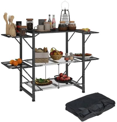 MakkelijkMooi Campingkeukentafel - Buitenkeuken - Ruime Opbergmogelijkheden - Lichtgewicht Constructie - Inclusief Draagtas