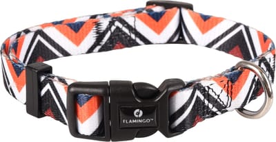 Flamingo Stian - Halsband Honden - Halsband Stian Wit/zwart/oranje S 30-45cm 15mm - 1st - 128014 - 1st