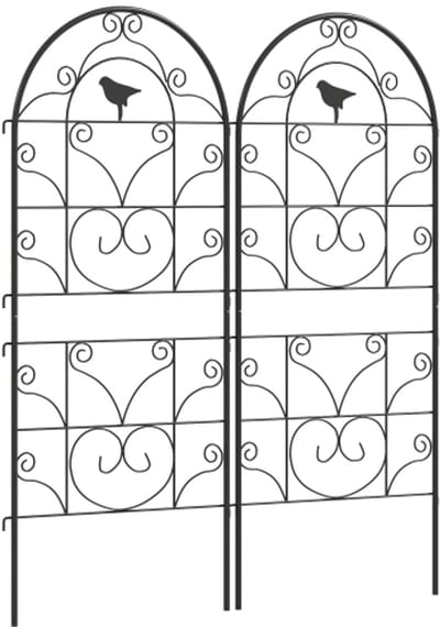 Metalen trellis set van 2 om in te pluggen, roestvrij, klimhulp met vogelmotief voor klimplanten, 50x120 cm trellis voor kamerplanten, plantentrellis voor tomaten, bloemen, klimplanten, zwart
