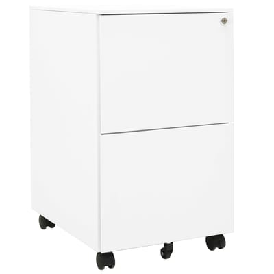vidaXL - Ladeblok - verrijdbaar - 39x45x67 - cm - staal - wit
