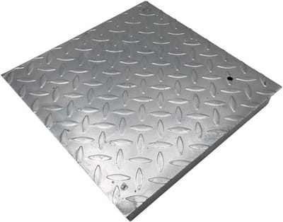 Schachtdeksel Verzinkt - Putdeksel Staalplaat - Afdekking Terrein - Versterkt Deksel - 35 x 35 cm - Zilver