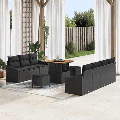vidaXL Tuin Sofa Set 10 st 9-Aantal zitplaatsen Zwart
