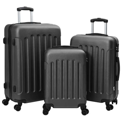 vidaXL - Koffer - met - slot - 3 - st - Donkergrijs - 50 - x - 31 - x - 78 - cm - ABS - Kunststof