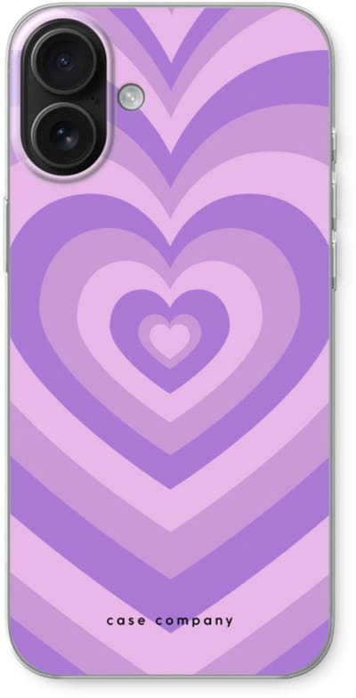 Case Company® - Hoesje geschikt voor iPhone 16 Plus hoesje - Hart Paars - Soft Cover Telefoonhoesje - Bescherming aan alle Kanten en Schermrand