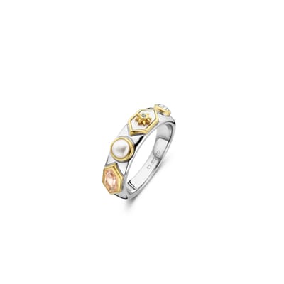 TI SENTO Dames Ring - 925 zilver - Champagne - Maat 17.75 mm / maat 56 - 12314NU