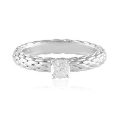 Cavill - 925 Sterling Zilver Ring Dames - 0.339 ct Cambodjaanse Zirkon - Rond 4 mm - Elegant Dubbel Gevlochten Design