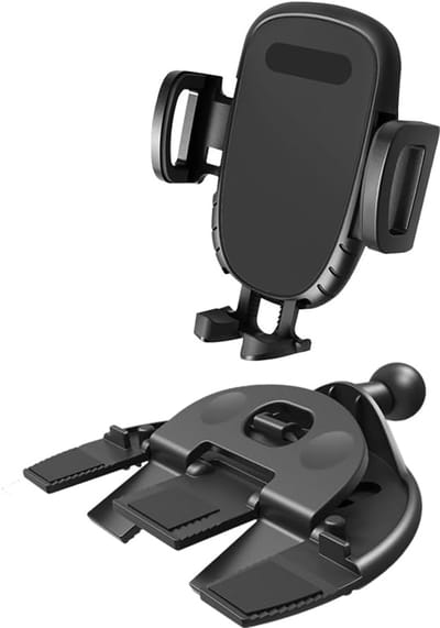 Universele autotelefoonhouder met cd-gleuf en verstelbare clip - 360° draaibare autotelefoonhouder (zwart)