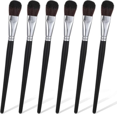 Set van 6 Ovale Verfkwasten van 1 Inch voor Acryl, Olie en Waterverf - Ideaal voor Canvas, Lichaams- en Gezichtsverf