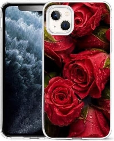 Cityhoesje-iPhone 14 Plus-15 Plus - hoesje – Bloemen Roos Rood – Backcover