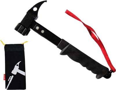 Camping Hammer Mallet Puller voor Tent Pegs Stakes - Zwart - 32 cm - Antislip Hoofd - Ontwerp met Holding Riem en Tas
