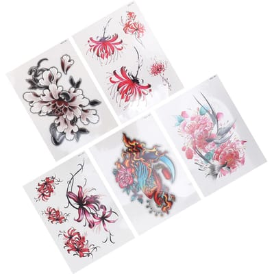 Autocollant de Tatouage Imperméable à Motif Floral pour Femmes Bras Dos Autocollant de Tatouage Temporaire Exquis white