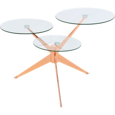 Padiro ronde bijzettafel Ø 75 x 46 cm - rosé - Modern Art-Déco Glamour Look - glazen tafelblad - metalen onderstel
