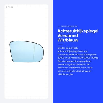 Dailygoods- Zijspiegel met Verwarmingsfunctie - Achteruitkijkspiegel - Auto Spiegel - Compatibel met Mercedes Benz S/CL Klasse - Glas/Kunststof - OE-nummer 2208100321/2208100421 - Autospiegel
